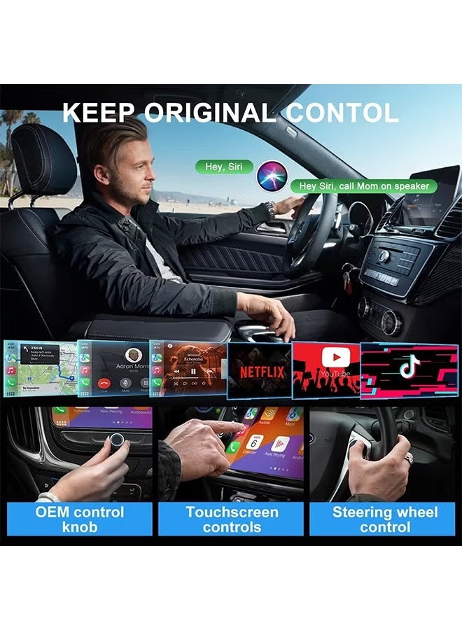 محول CarPlay اللاسلكي، محول CarPlay اللاسلكي يدعم Netflix وYouTube وTiktok Stream Media Play، من أجل CarPlay السلكي OEM إلى Dongle اللاسلكي، مناسب للسيارات من هواتف 2016 وiOS 10+ - Image 3